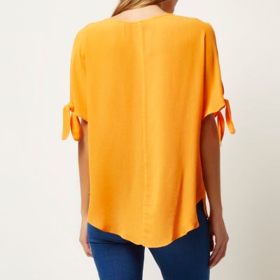 Orange split sleeve t-shirt